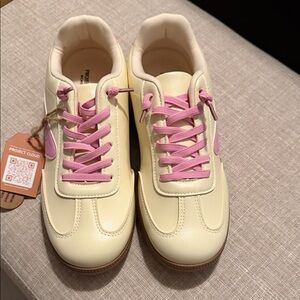 Women's Cream and Pink Sneakers